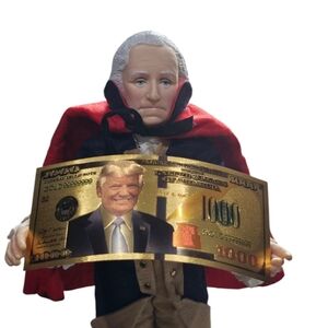 GEORGE WASHINGTON EFFANBEE Figure Doll 15” Plus TRUMP Gold $1000 Note 👀